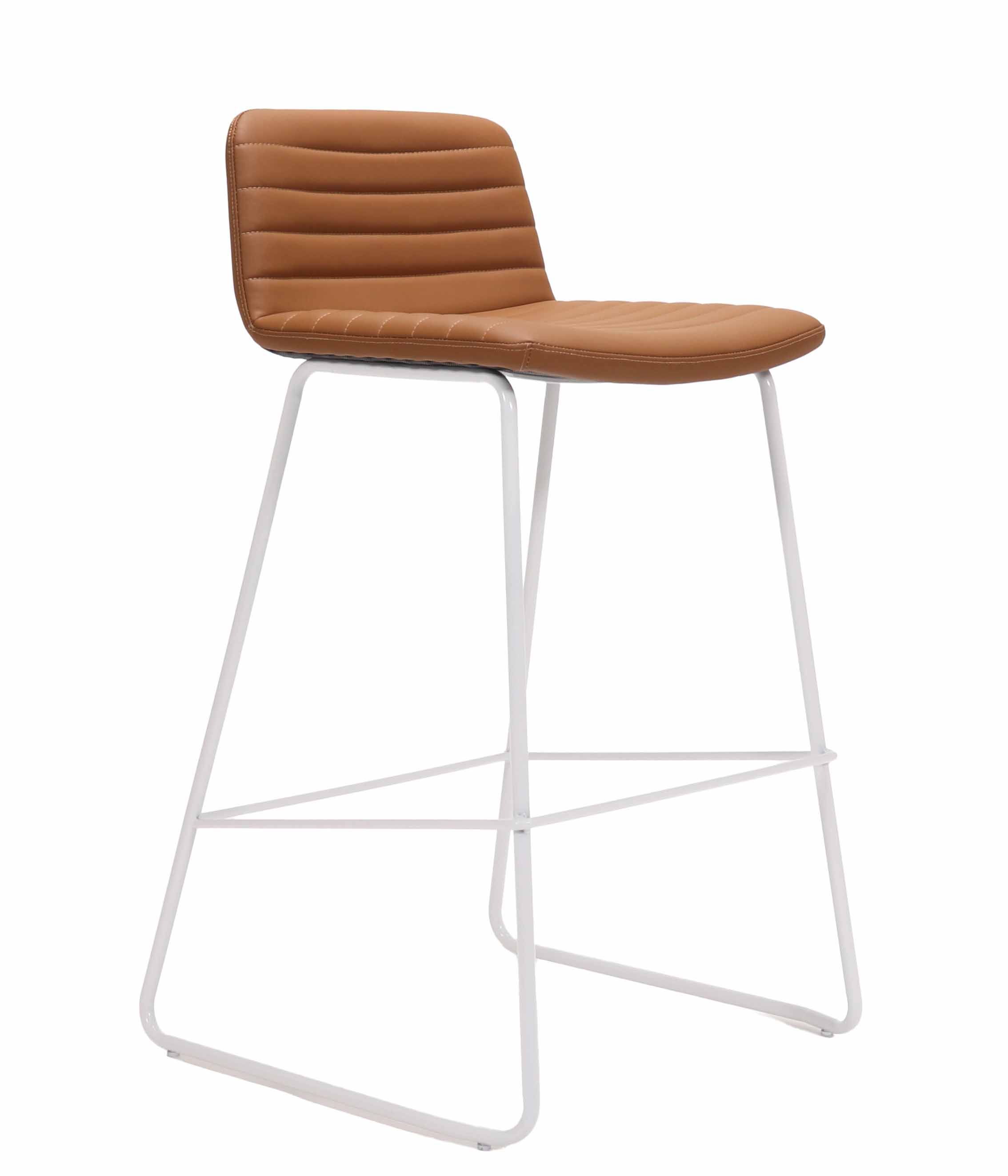 Pixel Counter Stool - Amber PU with White Frame